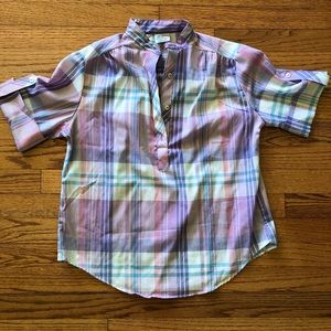 Vintage 80s Land ‘n Sea Pastel Plaid Blouse